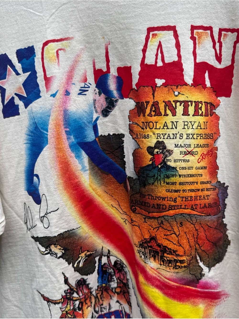 Vintage Nolan Ryan T-Shirt Mens XL Texas Rangers Baseball Pitcher 90s Rare - Picture 2 of 8